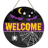 Halloween Front Door Sign, Halloween Welcome Sign Decor for Home Office Door Porch Halloween Horror Hanging Sign Wall Decorations