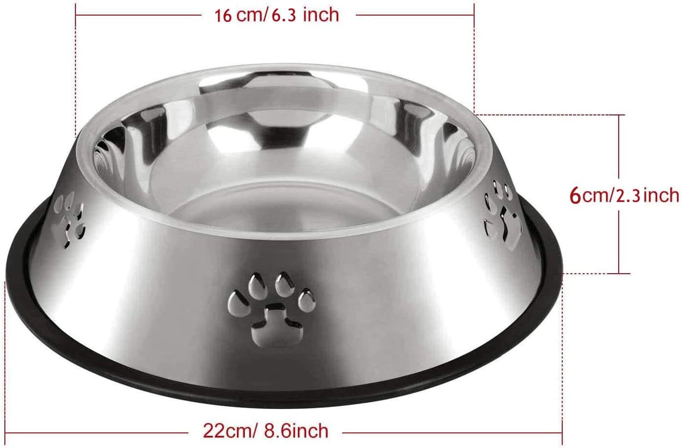 SUOXU Stainless Steel Dog Bowl,Dog Feeding Bowls,Feeder Dog Bowls With Non-slip Rubber Bases,Medium Pet Dog Food Bowls And Water Bowls,Pack of 2 - Image 4