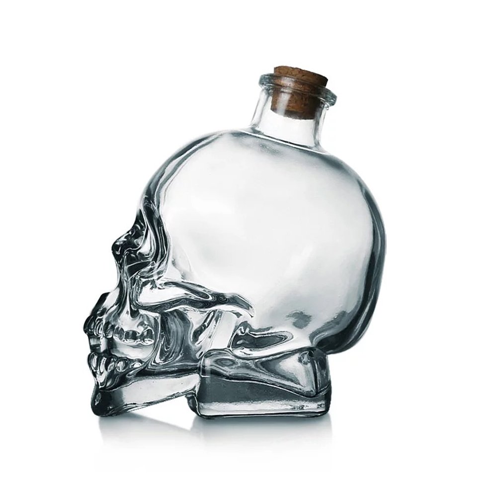 Photo 1 of Skull Decanter Lead-free Glass 120ml Only 4 Oz CapacitySkull Prop Cute Whiskey Bottle With Cork Stopper (4oz)
