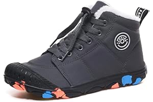 YUKTOPA Barefoot Shoes Kids Boys Girls Trail Running Shoes Minimalist Zero Drop Sole Cotton Boots Fur Lined Hiking Walking Shoes (Little Kid/Big Kid)