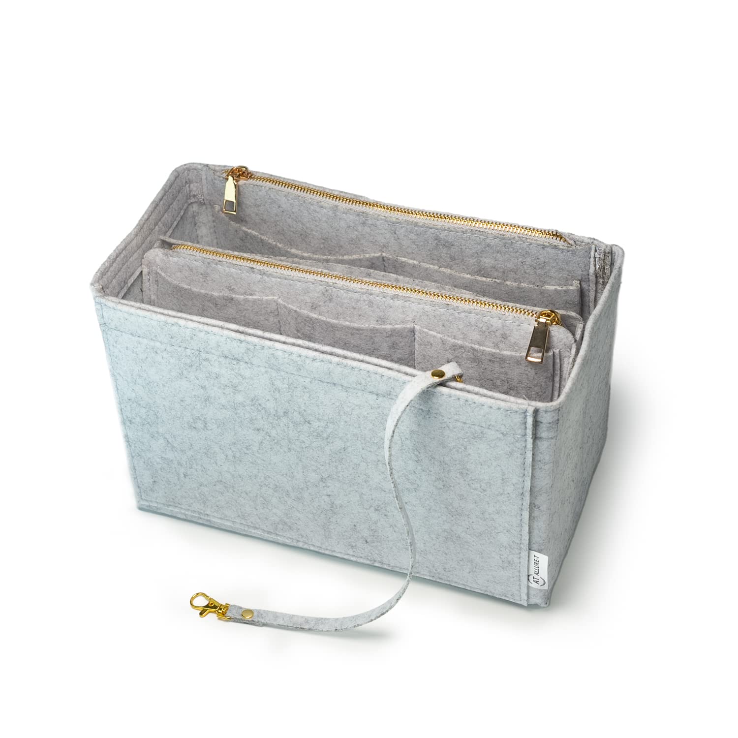 AT Allure-T Stylish Bag Organiser for Women - 2-in-1 Handbag Organiser - Zip & Key Chain - Robust & Versatile - Grey