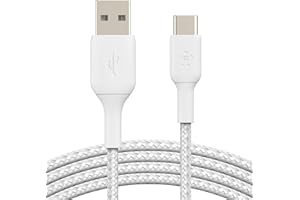Belkin USB A to USB C Cable, 3.3ft, 15W - Type C Charger, iPhone Charger Cord, Soft, Braided, Flexible for iPhone 17 & 16, Galaxy S25, Pixel 10, iPad Pro, Airpods Pro, Switch & More - White