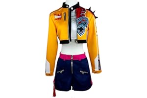 EmanMuse Anime-Style Cosplay Costume Outfit with Coat, Top, Shorts, and Necklace (Includes Tassel Pendant) for Girls