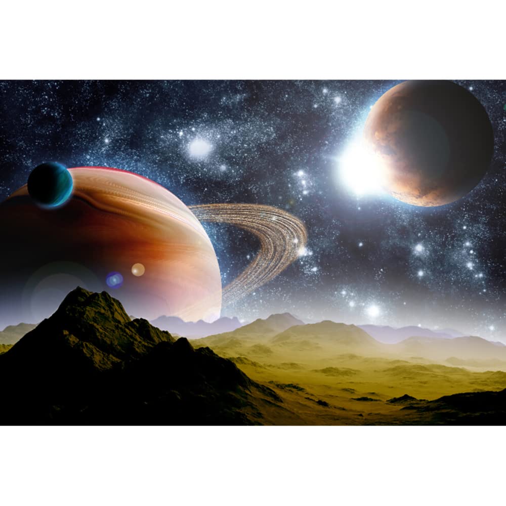 Aoihrraan 3,5x2,5m Space Planet Backdrop Galaxy Starry Sky Celestial Night View Photography Background Universe Travel Theme Party Room Wallpaper Decor Baby Shower Banner Wedding Photo Studio Props