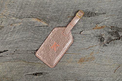 Rose Gold Full Grain Leather Luggage Tag Pink Personalized Custom Bridesmaid Gift Grad Travel Suitcase Tag
