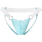 ABAFIP Men's Lace Thong Underwear Low Waist Sissy Pouch G-String Panties Crossdressing Lingerie