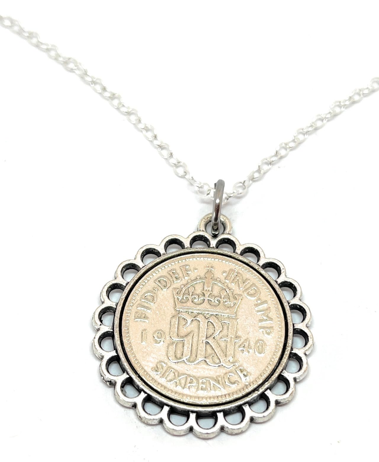 OCC Old Coin Cufflinks Fine Pendant 1946 Lucky sixpence 80th Birthday plus a Sterling Silver 18in Chain