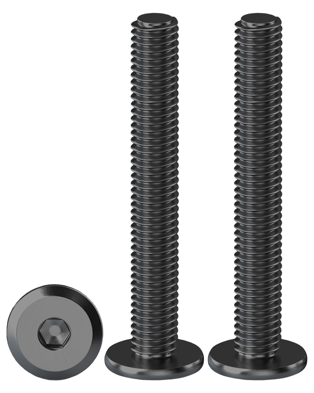 Drenky M6 Flat Head Hex Bolt - 304 Stainless Steel Machine Screws With Fully Thread, 50mm Black Furniture Joint Connector - 20 Pack — image 1