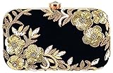 Tooba Handcrafted Box Clutch with Golden Sequence & Zardosi Work on Elegant Velvet Imported Texture Specially Designed for Women & Girls in Parties/Wedding/festivals/Casual and special evenings (mirror machine mbroidery 6x4)