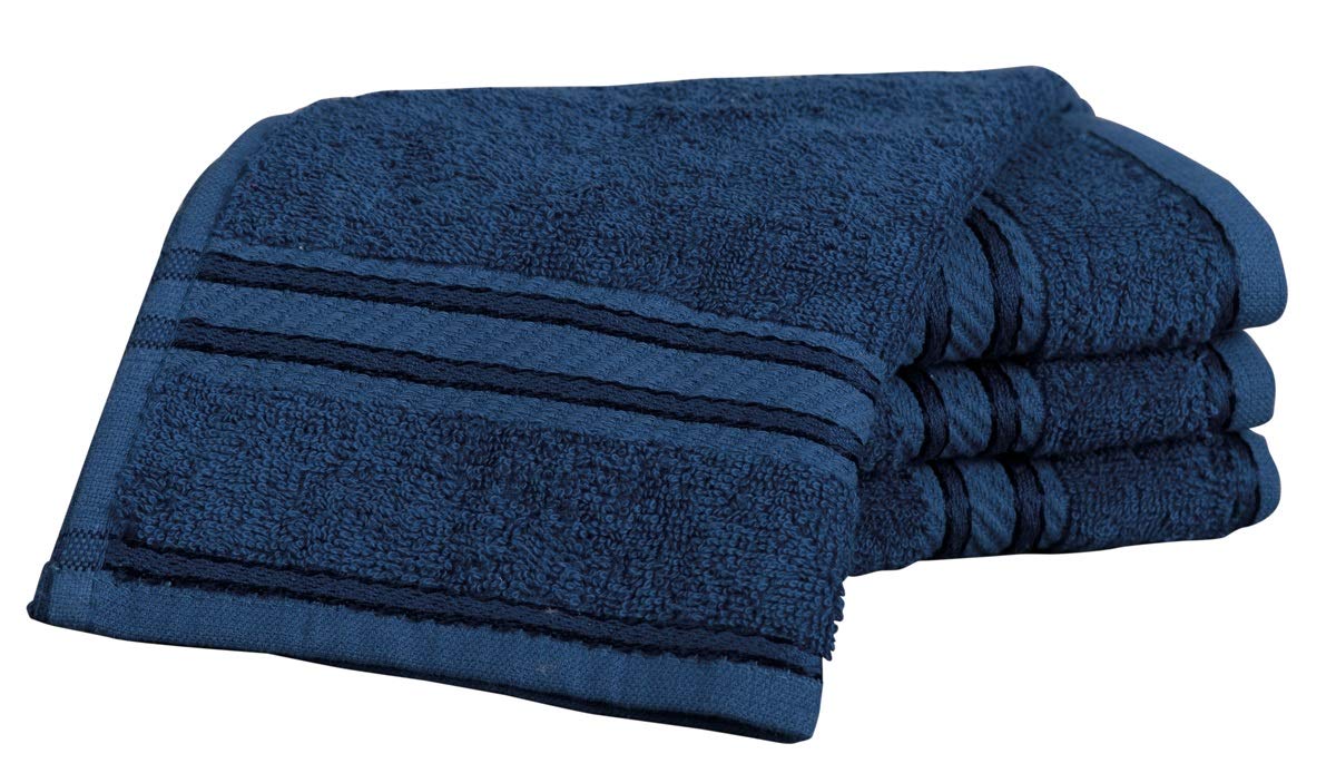 Bentley Priory Linens Supreme Face Flannels for Bathroom 500GSM Super Soft Egyptian Collection Pack of 4 Absorbent and Quick Dry Face Cloth Flannel Towels Set 30 x 30cm (NAVY)