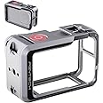 PGYTECH Camera Cage for DJI OSMO Action 5 Pro Aluminum Alloy Housing Vlogging Case Protective Frame with Magnetic Quick Release Connector, 1/4" Thread Hole, Cold Shoe for Light/Microphone Accessories