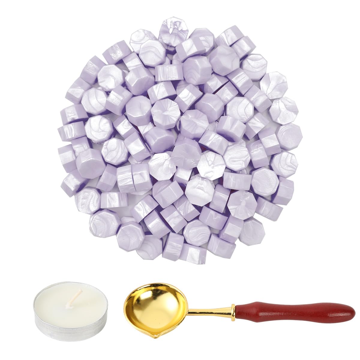 LICQIC Wax Stamp Kit, 100 Pcs Wax Seal Beads with 1 Tea Candles and 1 Melting Spoon, for Invitations, Cards, Envelopes, Wine Packages, Gift Wrapping