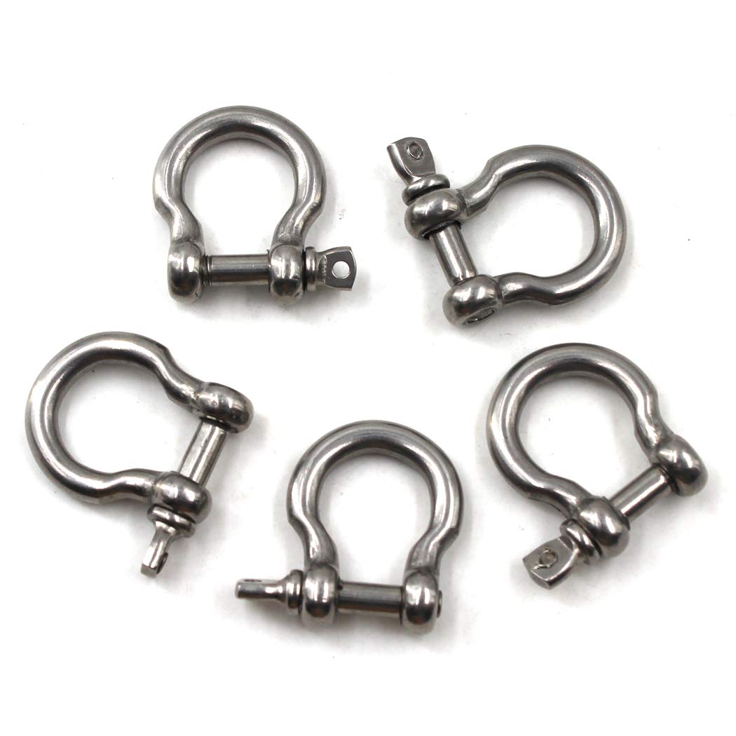 Flomore M5 D Ring Shackle Boat Anchor Shackle 304 Stainless Steel Chain Shackle Screw Pin Bow Shackle Pack Of 15