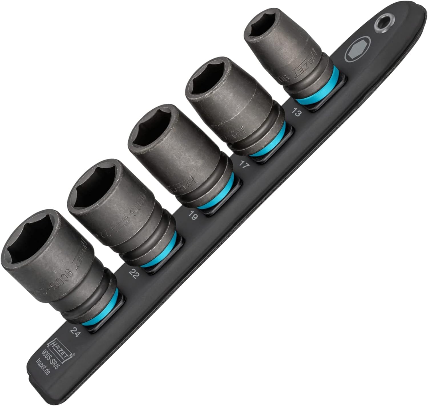 HAZET Smart-Rail 900S-SR/5 | Magnetic Base with 5 Slots, Drive: Square 12.5 mm (1/2 Inch), Output: External Hexagonal | Plastic Socket Strip for Socket Spanner