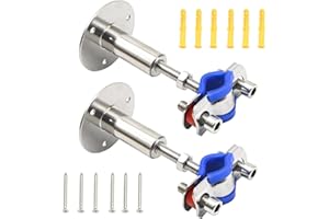 UOIENRT 2Pcs 1/2 Inch Stainless Steel Wall Mount Ceiling Mount Pipe Supports, Adjustable Pipe Bracket Clamp Pipe Strap, Wall 