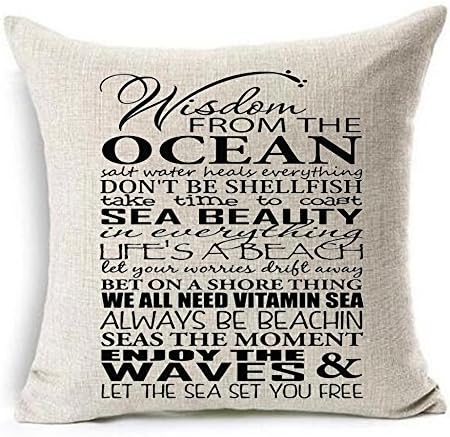 Wisdom from the ocean salt water heals everything Cotton Linen Throw pillow cover Cushion Case Holiday Decorative 18"X18" inch (3)