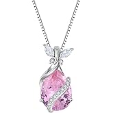 FYNSBLE Butterfly Necklace for Women 925 Sterling Silver 10 * 14 mm Pear-Shaped Birthstone Pendant Necklace Hypoallergenic Jewelry for Women