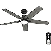 Hunter Fan 52 Inch Matte Black Indoor Ceiling fan with LED Light and Remote Control for Bedroom, Living Room, Office, Basemen