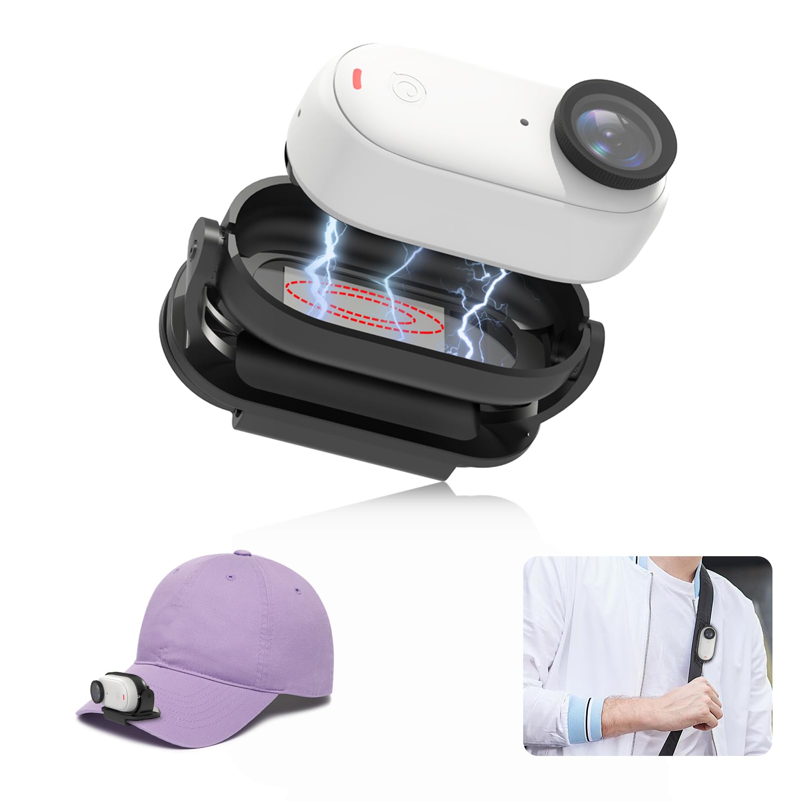 PULUZ Magnetic Action Camera Cap Clip for Insta360 GO3, Quick Release Action Camera Hat Mount for Insta360 GO3, GO 3S