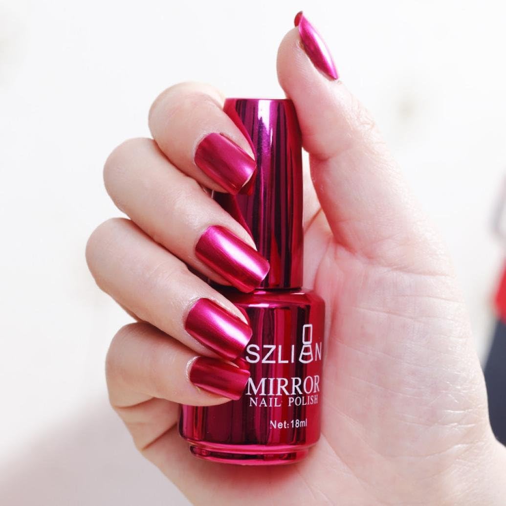 Covermason Metallic Nail Polish Magic Mirror Effect Chrome Nail Art Polish Varnish,Gel Nail Polish Nail Art Soak Off Varnish Manicure 18ml (G)