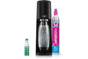 SodaStream Terra Sparkling Water Maker with CO2 Cylinder, 1L Dishwasher Safe Bottle & Bubly Drink (Black)