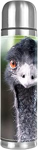 Stainless Steel Leather Vacuum Insulated Mug Emu Bird Animal Zoo Thermos Water Bottle For Hot And Cold Drinks Kids Adults 16 Oz