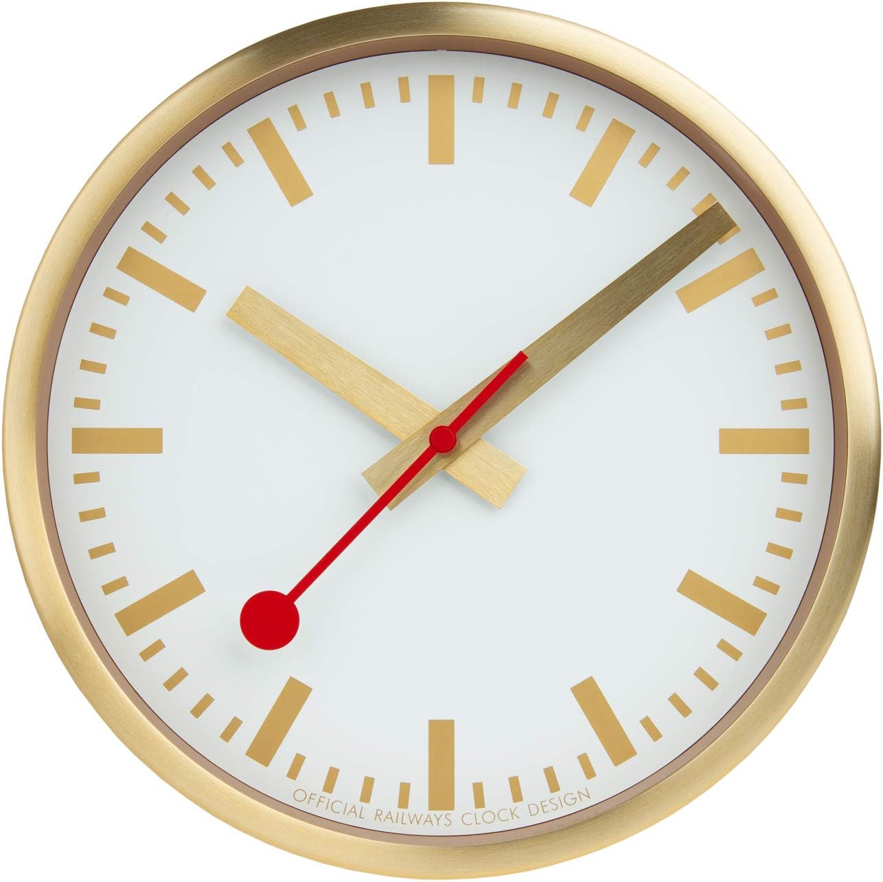 Mondaine, Wall Clock, 25 CM, Gold Clock for Living Room and Kitchen