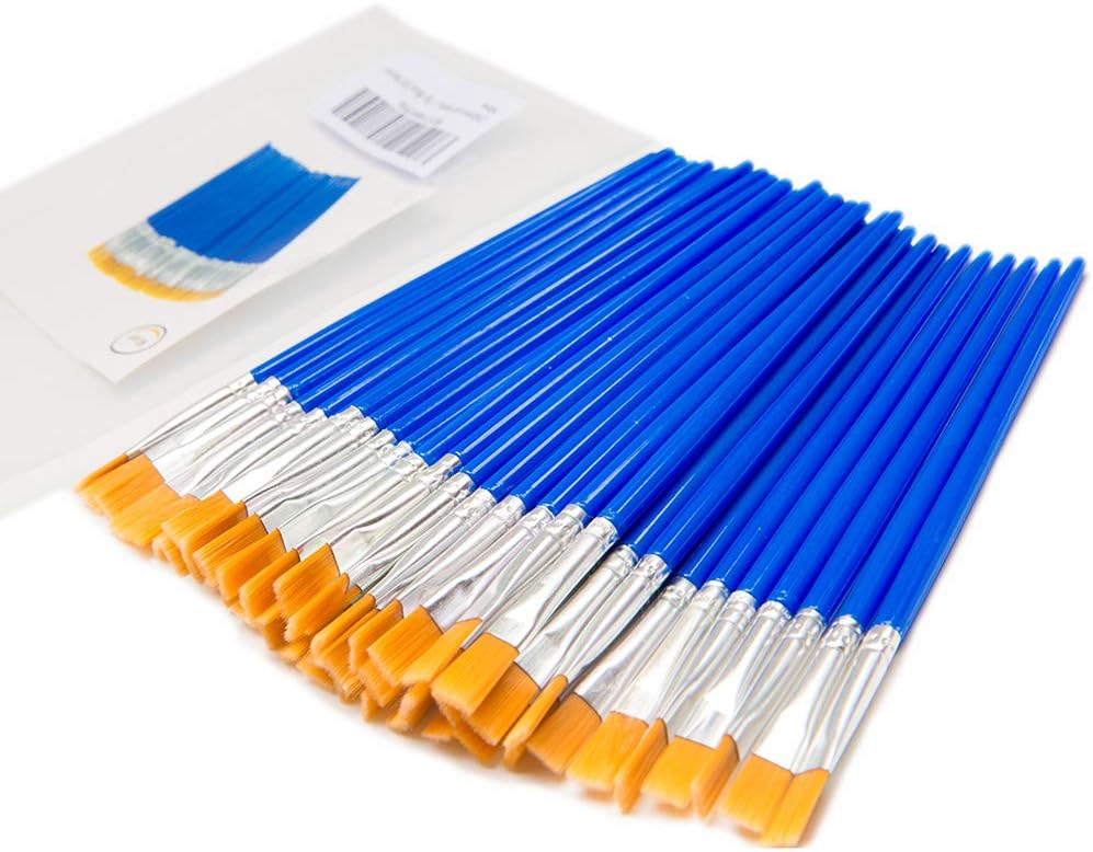 Superstone Children's Art Paintbrushes,Little Painting Brushes for Kids with Plastic Handle and Nylon Hair Blue (50 Pieces): Toys & Games