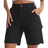 Kcutteyg Women's Lightweight Hiking Cargo Shorts with Pockets-8" Inseam Water Resistant Athletic Shorts for Golf Casual
