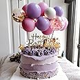 Balloon Birthday Cake Topper Mini Balloon Garland Cake Topper Confetti Acrylic Happy Birthday Cupcake Topper for Birthday Cake Supplies Decorations
