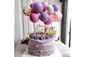 GUYI Balloon Birthday Cake Topper Mini Balloon Garland Cake Topper Confetti Acrylic Happy Birthday Cupcake Topper for Birthday Cake Supplies Decorations