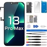 Risidamoy for iPhone 13 Pro Max Screen Replacement 6.7'' LCD with Earpiece | 3D Touch Full HD Screen Digitizer Frame Assembly Ambient Light Sensor Proximity Sensor Tool Kit A2484 A2641 A2643 A2644