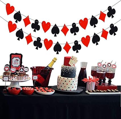 Amazon Com Happyfield 2 Pcs Casino Garland Banner Las Vegas