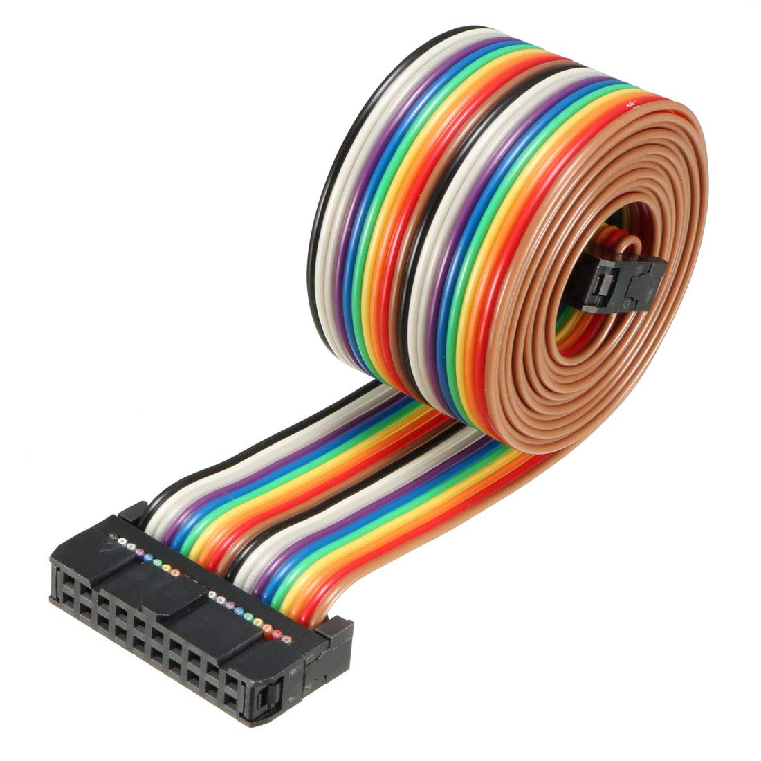 sourcing map IDC Rainbow Wire Flat Ribbon Cable 20 Pins 118cm Length 2.54mm Pitch Type-B