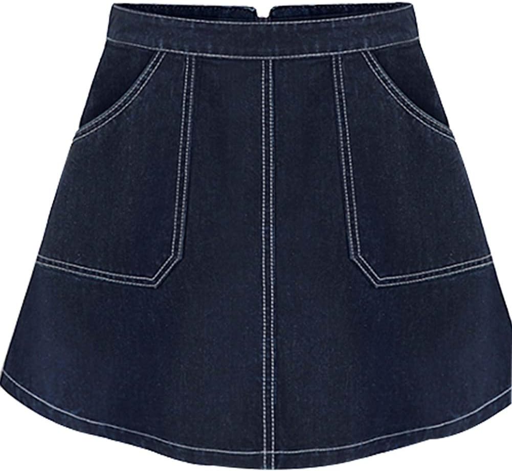 FACE N FACE Women and Girls' Cotton Denim Summer A Line Short Mini Skirt