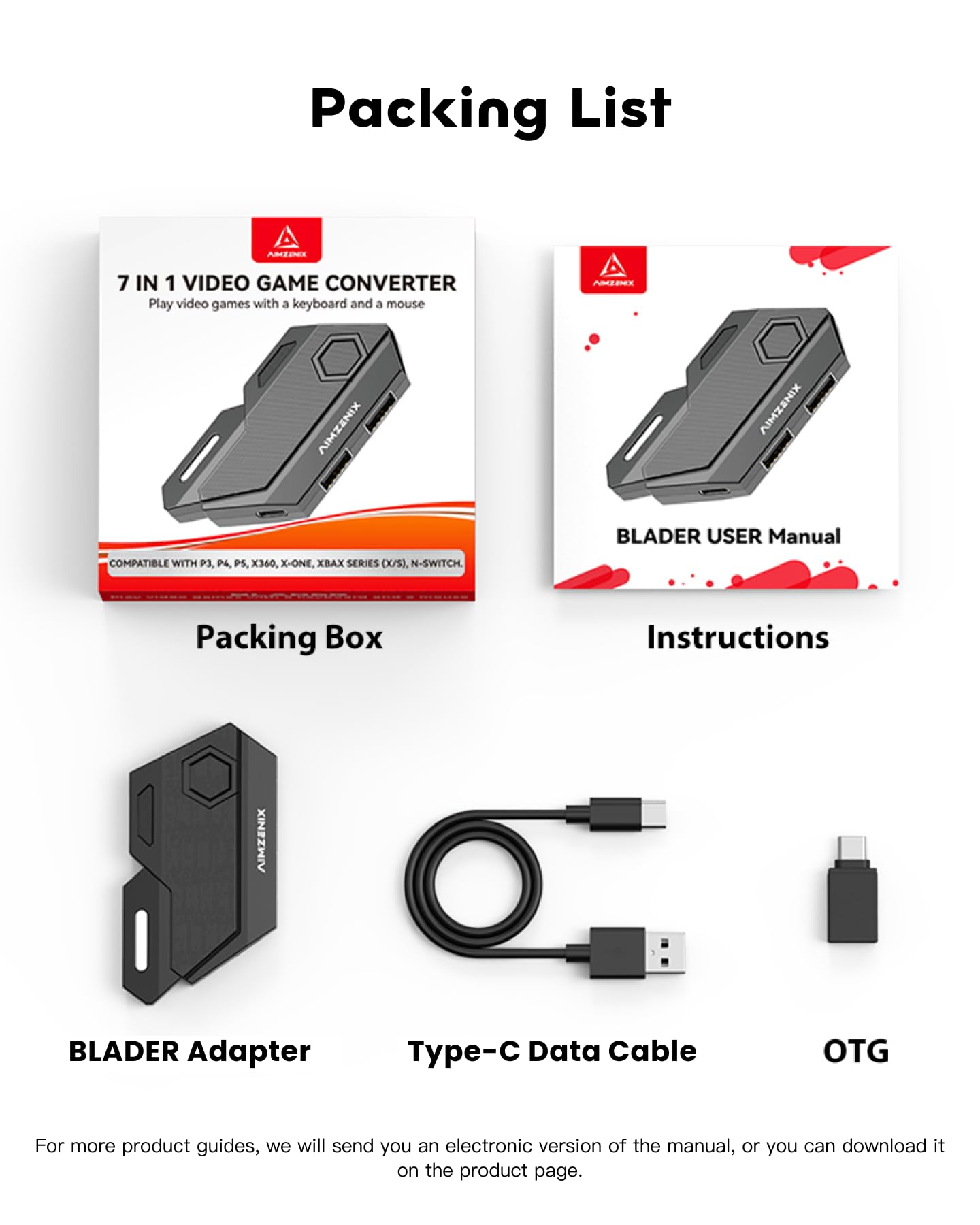AIMZENIX Keyboard and Mouse Adapter for Nintendo Switch/PS4/Xbox Series/Xbox One/Xbox 360/PS3, Game Controller Emulator for FPS/TPS/STG/RTS Games
