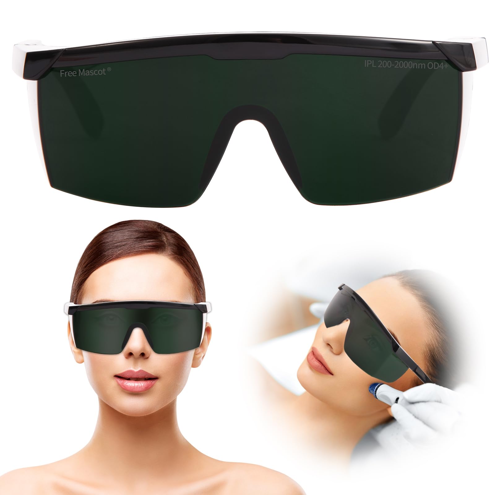 Photo 1 of FreeMascot New Red Light Therapy Glasses, 190nm-2000nm IPL Safety Glasses for Red Light Therapy and Laser Hair Removal Treatment Operator Eye Protection