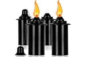 Zhulerzil 16oz Torch Replacement Canisters,Torch Refillable Canisters Bamboo Torch Fuel Can, Citronella Tabletop Torches Canister Outdoor for Patio Garden Decor, Black, 4 Pack