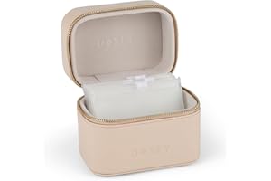 Dosey Travel Pill Case & Easy-Slide Pill Pouches - Vegan Leather Daily Pill Organizer with 7 Airtight Pill Pockets for Medicine Storage & Protection - Stylish Pill Sorter & Medication Organizer- LATTE