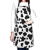 ASYG Cow Print Apron Cute Cow Apron for Women Men Kitchen Apron with Pockets for Cooking Baking Gardening Cow Gift