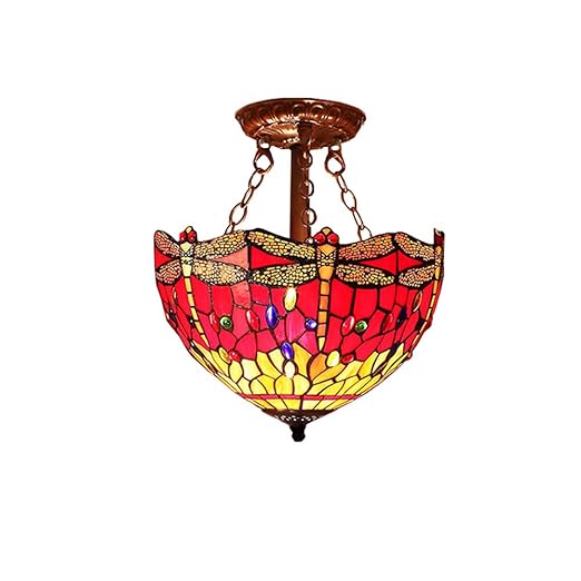 Retro Dragonfly Bedroom Ceiling Light Minimalist Tiffany Style