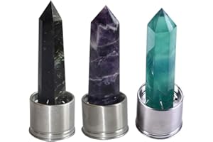 X-creative Natural Crystal Point Replacement Set Base for Crystal Water Bottle, Astrophyllite + Amethyst + Green Fluorite Cry