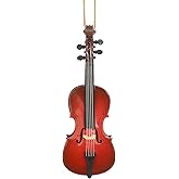 Dselvgvu 4.69" Wooden String Miniature Cello Hanging Ornament Mini Musical Instrument Replica Music Birthday Gifts Holiday Tree Home Decoration Display Ornament Model (4.69" Cello)