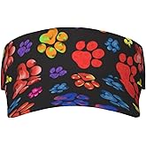 Cute Paw Dog Print Watercolor Pattern Sports Visor Sun Hat Women Men Paw Baseball Hat Adjustable Wide Brim Cap