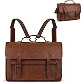 MOSISO 3 in 1 Laptop Bag, 15.6 inch PU Leather Shoulder Bag Briefcase Messenger Satchel Laptop Backpack, 15-16 inch Computer Bags Handbag Bookbag, Brown