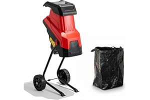 MZK Electric Wood Chipper, 15-Amp Wood Chipper Shredder, with 45L Collection Bag and Push Stick, 1.77-Inch Cutting Diameter for Garden Branches