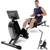 HitGo Magnetic Rowing Machines for Home - Foldable Rower Machine | 32-Level Adjustable Quiet Resistance, Dual Slide Rail, Max 350lbs Weight Capacity, App Support, Beginners, Athletes Home Gym