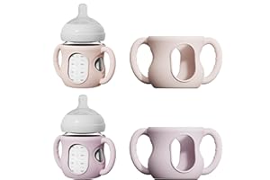 2 Pack Silicone Sleeves for Avent Natural Glass Bottles, Anti Breakage Bottle Holder with Handle, Compatible with Philips Ave