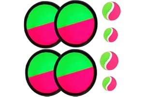 BOBOFLY Paddle Catch Ball and Toss Game Set Disc Toss and Catch Paddle Sport Game (4 Paddles and 4 Balls)