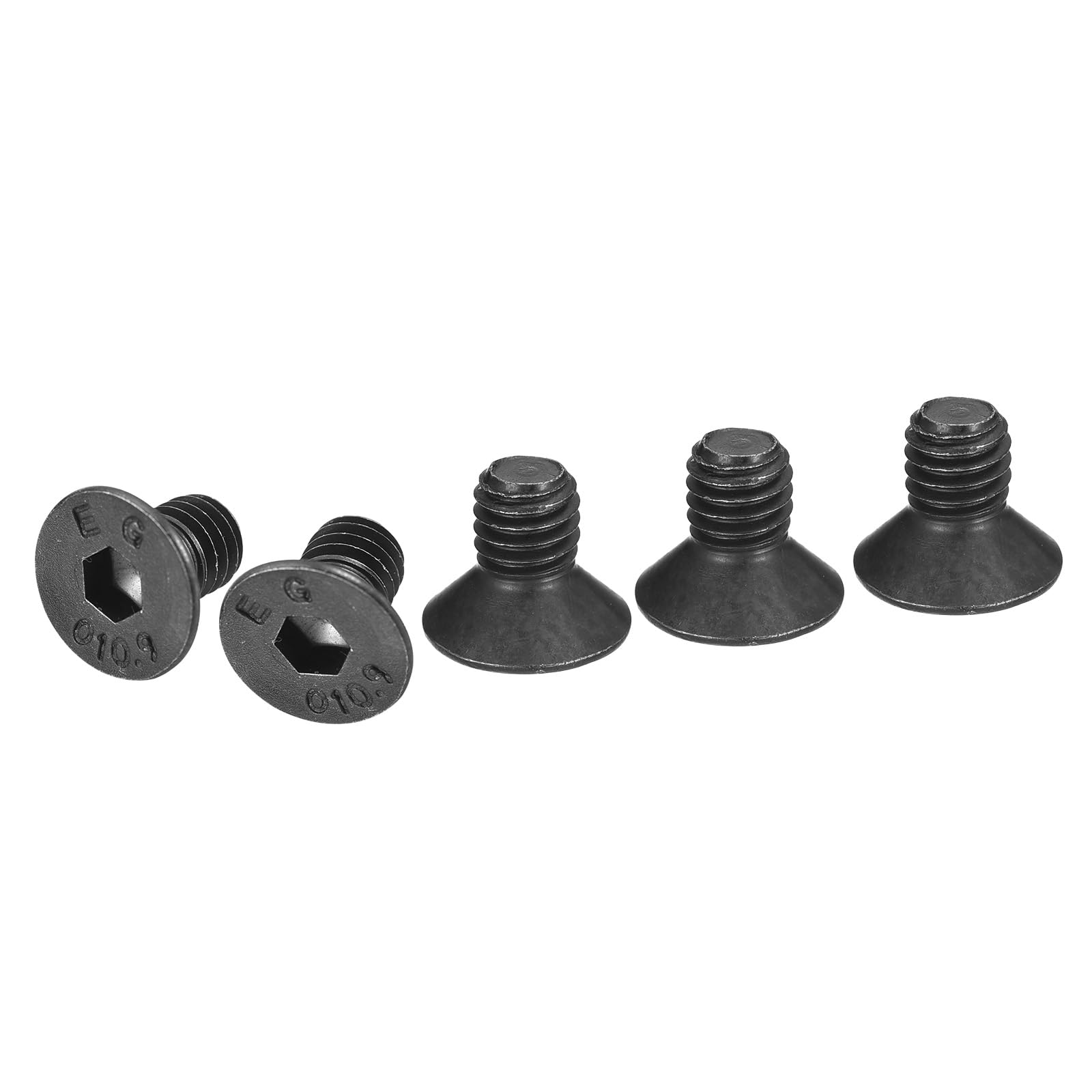DTGN M6-1x10mm Flat Head Socket Cap Screws, 50 Pack Hex Socket Flat Head Screws Carbon Steel Black Oxide, Full Thread, Countersunk Bolts